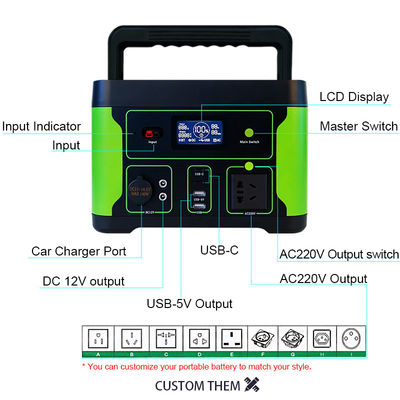 Lithium Portable Power Station Battery 600W AC DC Output With Solar Charging